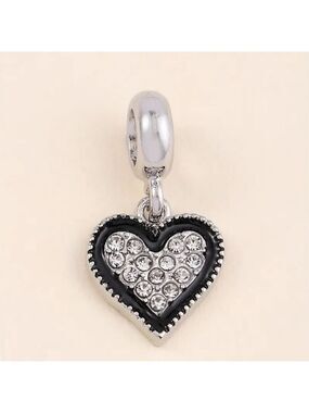 New Silver Heart CZ Charm Bracelet Bead